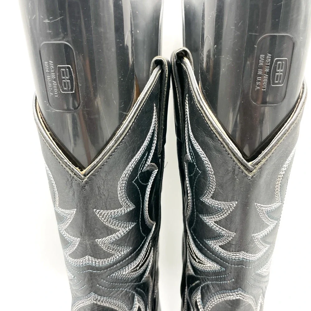 Shyanne Womens 8.5B Black Leather Square Toe Western Cowboy Ranch Rodeo Country